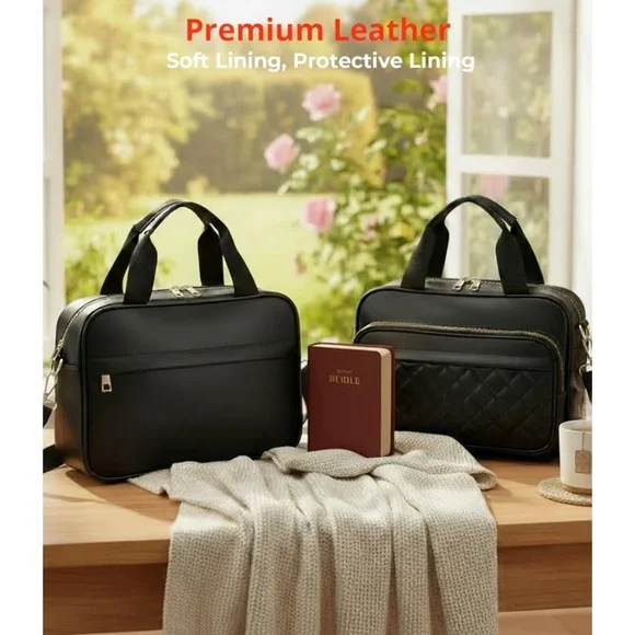 Leather Bible Cover Case with Ribbon Bookmark - Picture 4 of 11